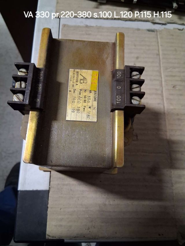 TRASFORMATORE DA VA. 330 PRI. 220 500 SEC. 10 LUN.120 PRF.115 ALT.115
